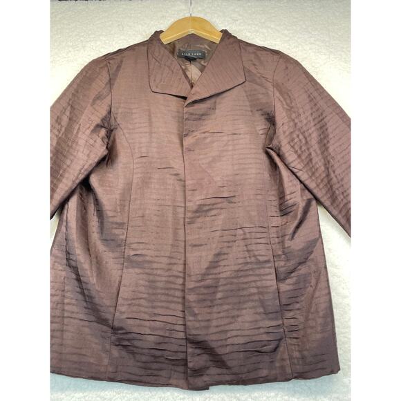 Silk Land women’s 100% silk blazer jacket w/pockets brown medium fall - Picture 2 of 8